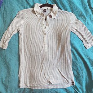 Volcom 3/4 sleeve see through ribbed shirt